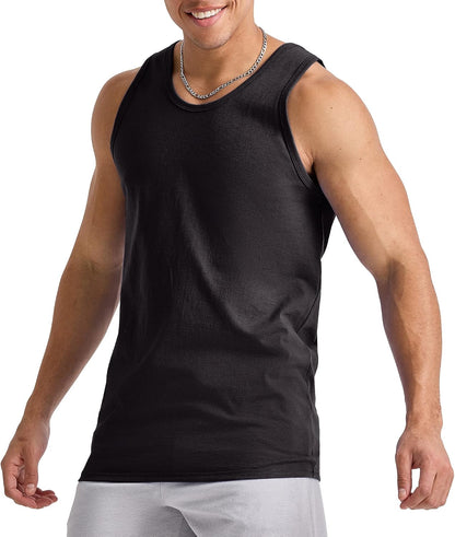 HOTHanes Men's Essentials Tank Top Pack, Midweight Cotton Tanks, Sleeveless Shirts, 3-Pack