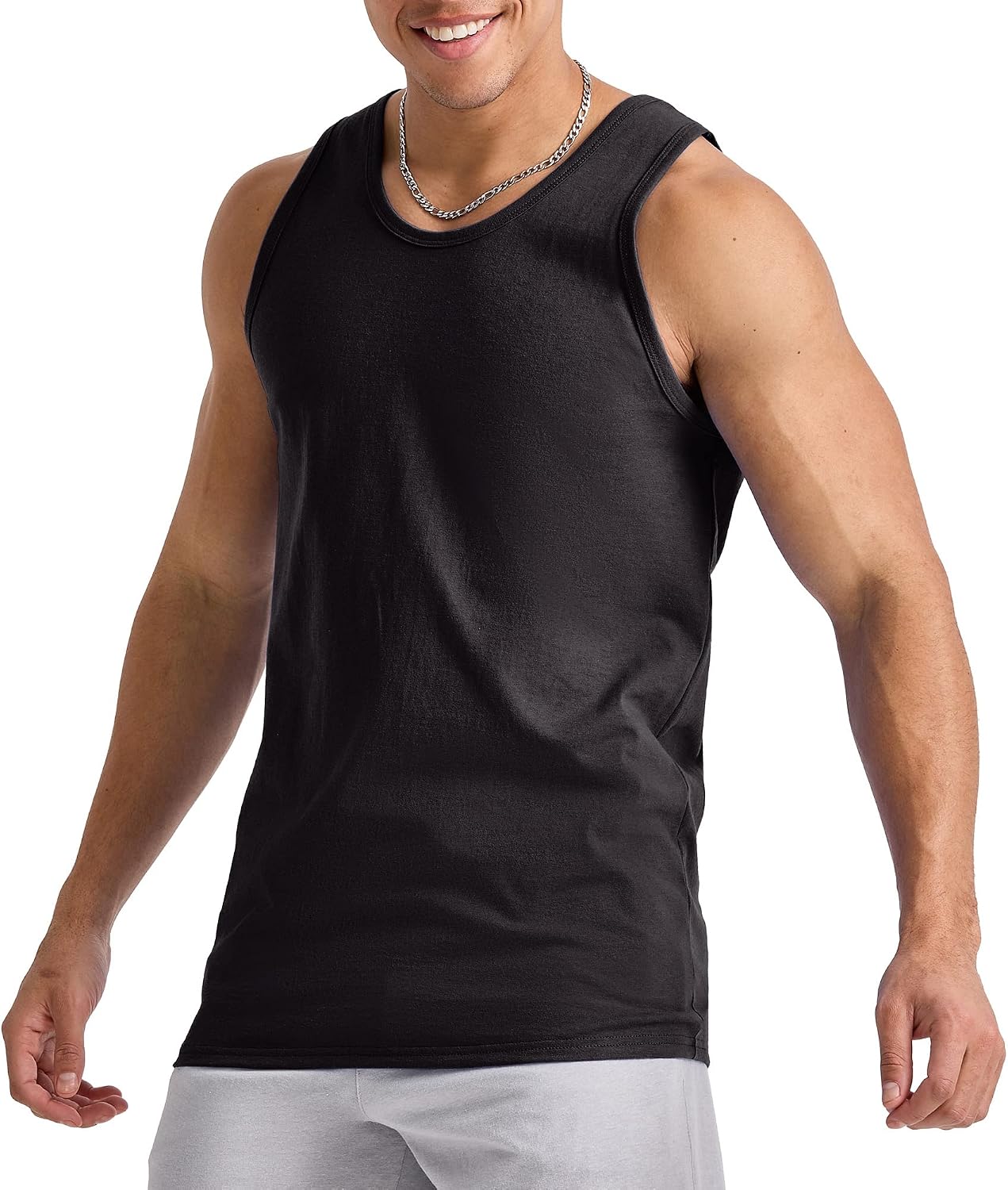 HOTHanes Men's Essentials Tank Top Pack, Midweight Cotton Tanks, Sleeveless Shirts, 3-Pack