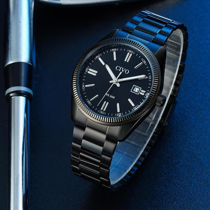 HOTCIVO Analog Mens Watches Silver: Wrist Watches with Date Easy to Read | Dress Stainless Steel Watch for Men, Gifts for Husband Father at Birthday Anniversary