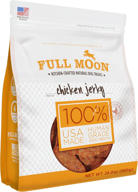 HOTFull Moon Chicken Jerky Healthy All Natural Dog Treats Human Grade Made in USA Grain Free, 1.5 Pound (Pack of 1)