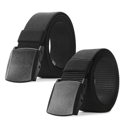 HOTJASGOOD 2 Pack Nylon Web Belt Outdoor Military Men’s Metal Free Belt with TSA Plastic Buckle