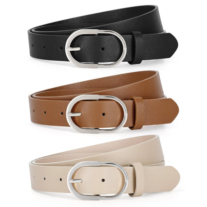 HOTTRIWORKS 3 Pack Women Belts For Jeans Pants Dresses Ladies Leather Waist Belts