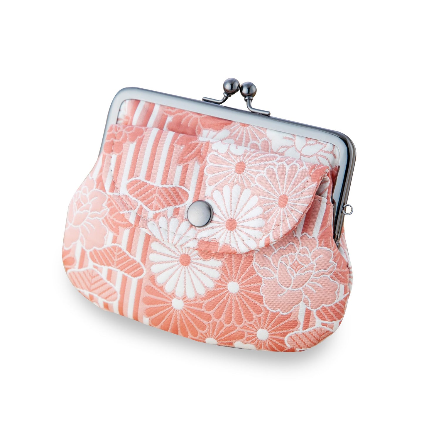 HOTVintage Floral Kiss Lock Coin Change Wallet Purses (Retro Flower - Pinkbeige) / Made in Japan Pouch for Women
