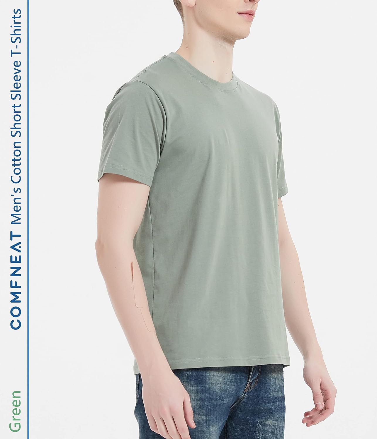 HOTComfneat Men's 3-Pack Lightweight T-Shirts Cotton Crew Neck Regular Fit Solid Tee