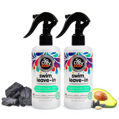 HOTSoCozy Kids Swim 3-in-1 Shampoo, Conditioner & Body Wash - 3-in-1 Combo Pool Shampoo & Conditioner for Swimmers - Salt & Chlorine Removing Activated Charcoal
