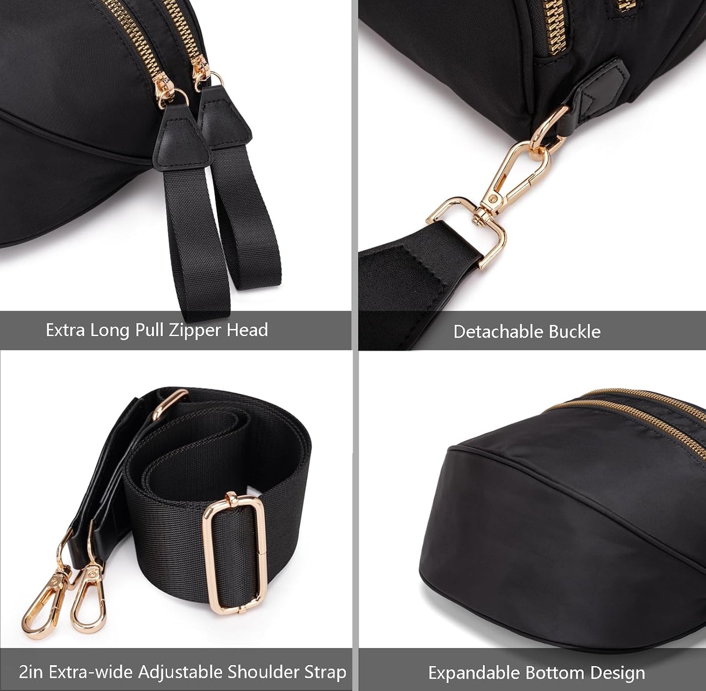 HOTPure Colour Crossbody Bum Bags for Women Spacious Checkered Cross body Bag Nylon Trendy Fanny Pack for Travel