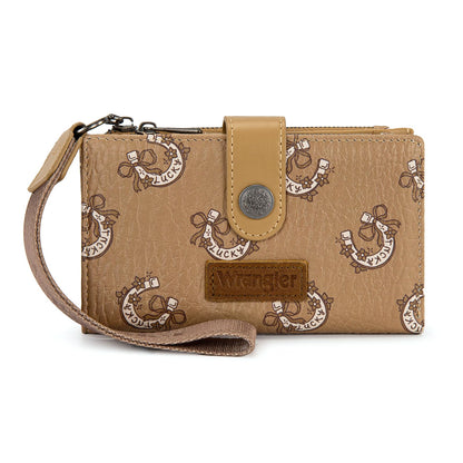 HOTX Wrangler Small Wallet Women, Wristlet Rfid Blocking Wallets Large Capacity Bifold Wallet with Coin Pocket