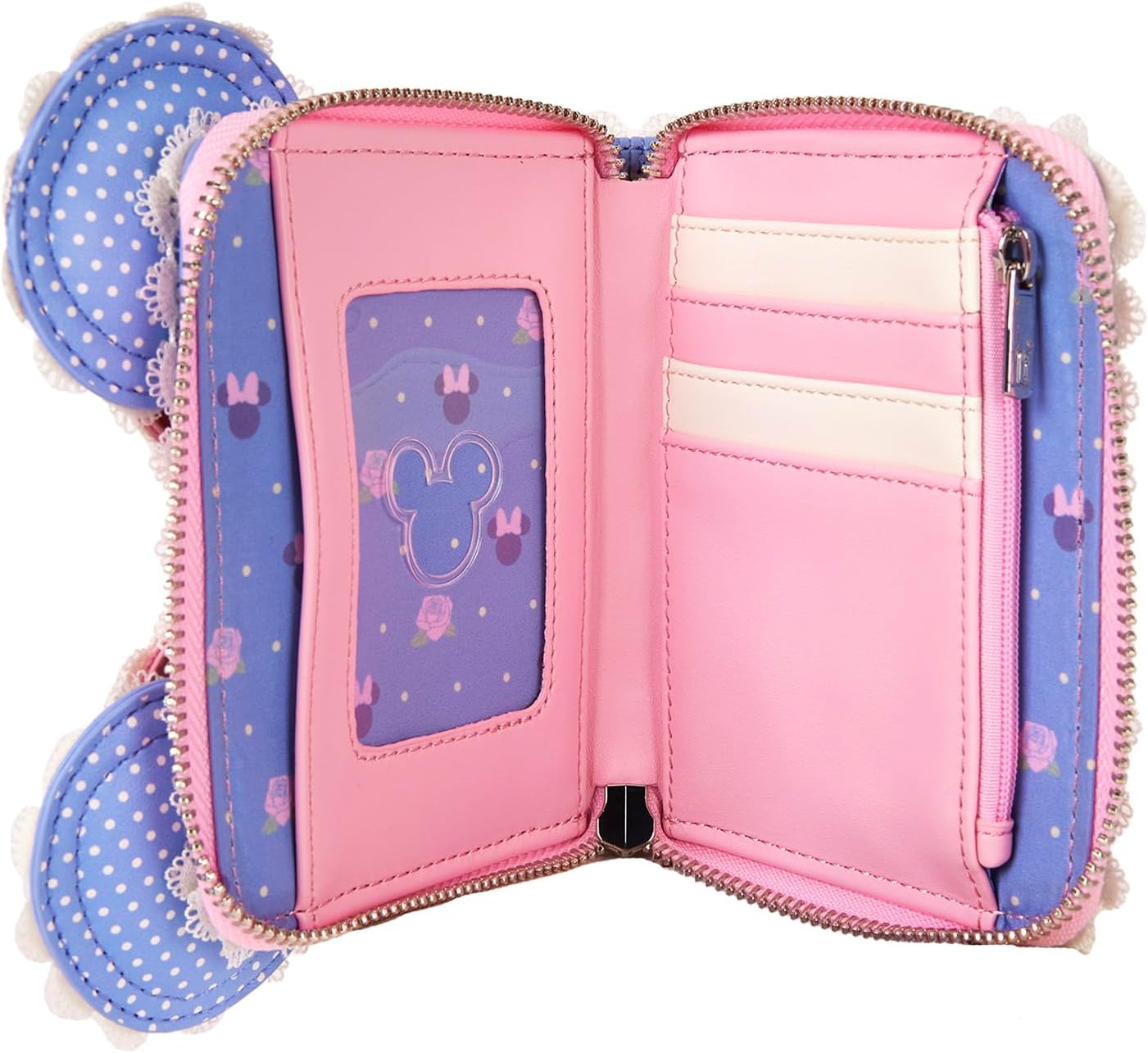 HOTLoungefly Disney Minnie Floral and Lace Ears Zip Around Wallet