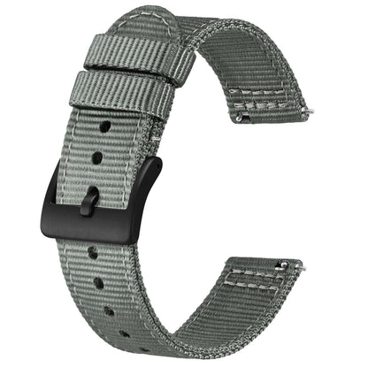 HOTBISONSTRAP Men’s Nylon Watch Bands, Two-Piece Military Watch Straps, Quick Release, Brushed Buckle, Band Width 18mm 19mm 20mm 22mm