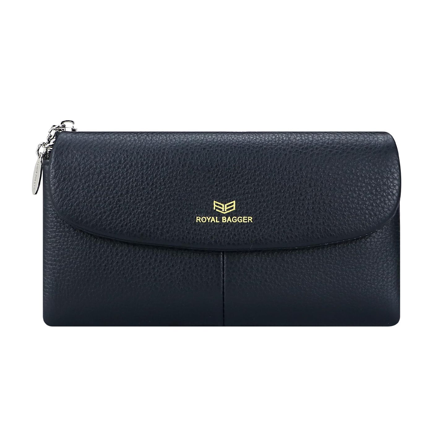HOTRoyal Bagger Women’s RFID Blocking Long Wallet – Genuine Cow Leather Trifold Purse with Multi-Card Slots & Magnetic Closure 5063 (Black)