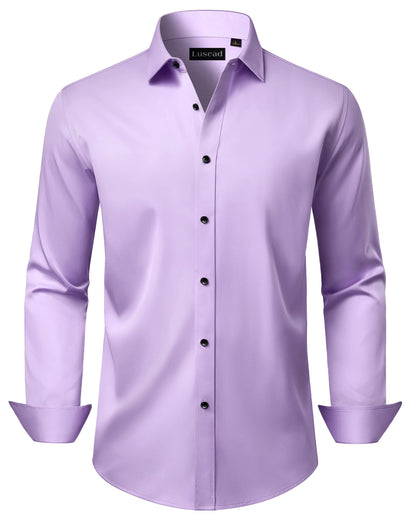 HOTMen's Dress Shirts Long Sleeve Stretch Wrinkle Free Wedding Formal Business Button Down Shirt