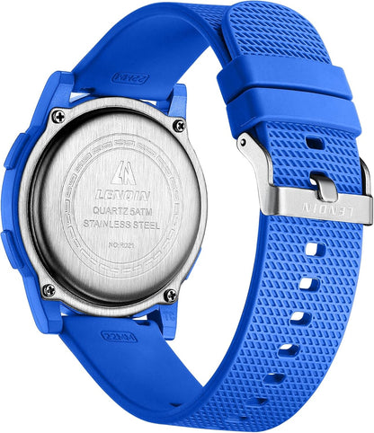 HOTHANPOSH Mens Digital Watch Ultra Thin Minimalist Sports Waterproof Outdoor LED Screen Large Face Wrist Watches for Men with Back Light Alarm Date Stopwatch