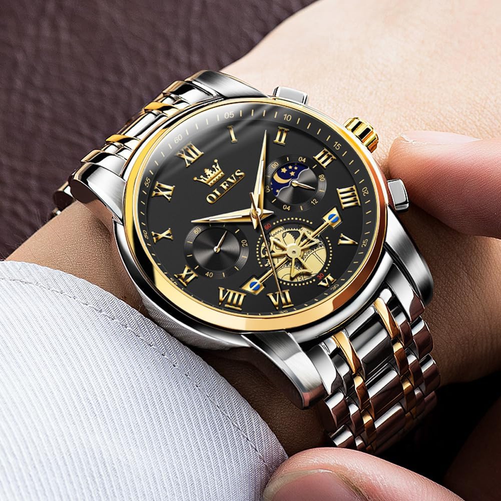 HOTOLEVS Watches Men Waterproof Luxury Big Face Mens Watch Stainless Steel Quartz Analog Dress Watches for Men Luminous Multifunction Man Watch Relojes De Hombre