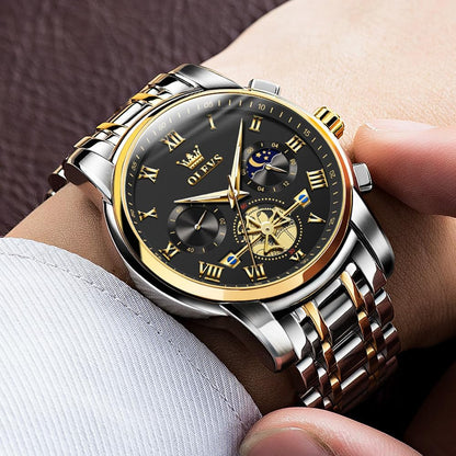 HOTOLEVS Watches Men Waterproof Luxury Big Face Mens Watch Stainless Steel Quartz Analog Dress Watches for Men Luminous Multifunction Man Watch Relojes De Hombre