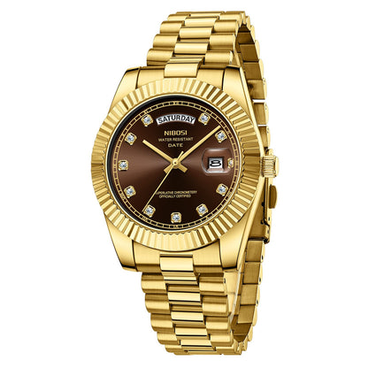 HOTNIBOSI Men Watches Analog Quartz Stainless Steel Rose Gold Silver Watches for Men Waterproof Business Classic Desiger Wrist Watch with Day Date