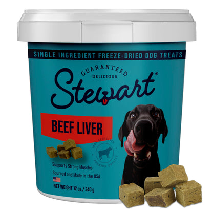 HOTStewart Freeze Dried Dog Treats, 100% Beef Liver, 21 oz Tub | Premium Quality Raw Protein, Single Ingredient, High Protein Training Treats & Food Topper, No Refrigeration, Cat Friendly