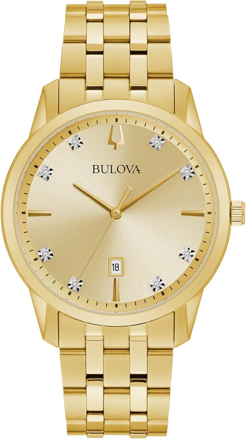 HOTBulova Men's Classic Diamond Sutton 3-Hand Quartz Watch, 40mm