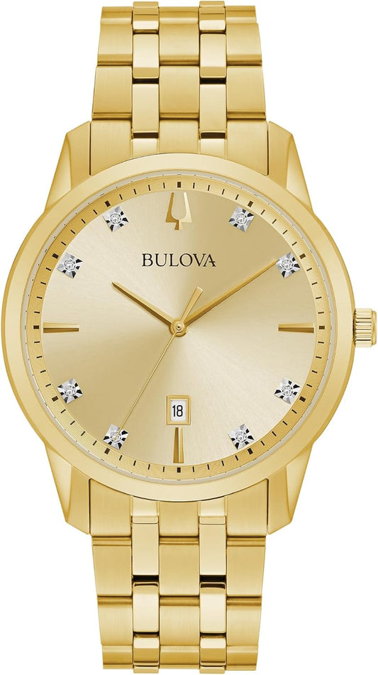 HOTBulova Men's Classic Diamond Sutton 3-Hand Quartz Watch, 40mm