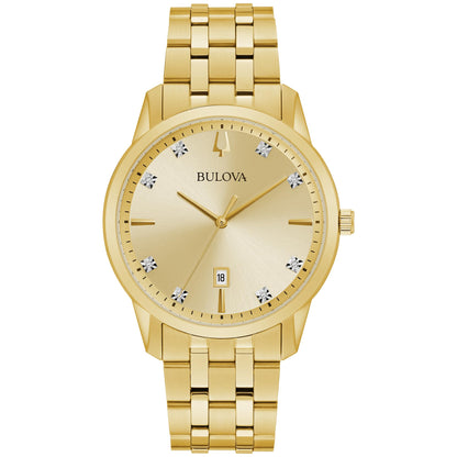 HOTBulova Men's Classic Diamond Sutton 3-Hand Quartz Watch, 40mm