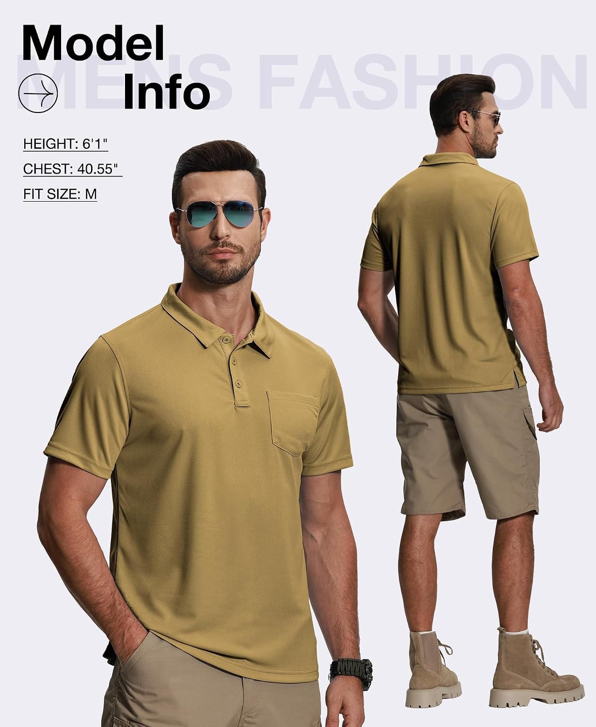 HOTZITY 5 Pack Polo Shirts for Men with Pocket Dry Quickly Short Sleeve Athletic Outdoor Work Collared Shirts