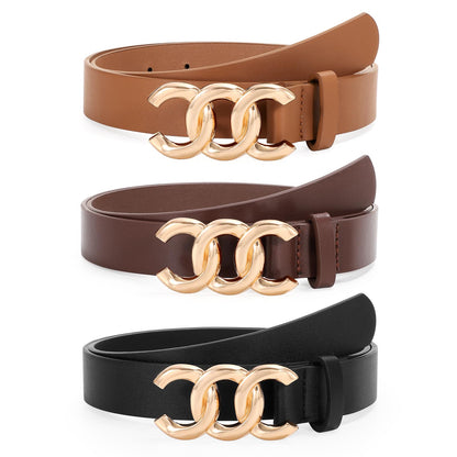 HOTTRIWORKS 3 Pack Women's Belts for Jeans Pants Fashion Waist Belts for Ladies Leather Belts