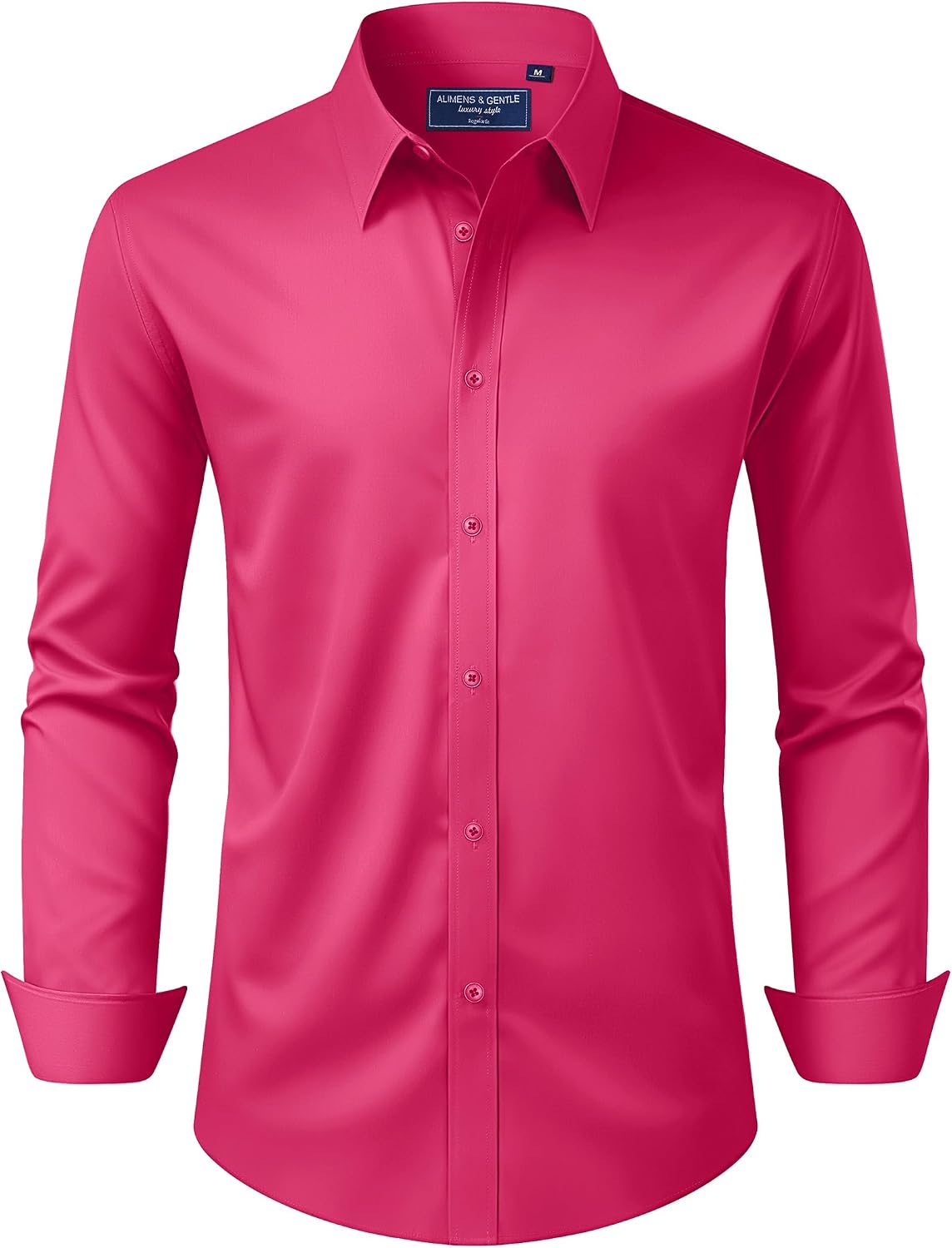 HOTAlimens & Gentle Men's Dress Shirt Regular Fit Stretch Stain Shield Long Sleeve Solid Business Wedding Button Down Shirts