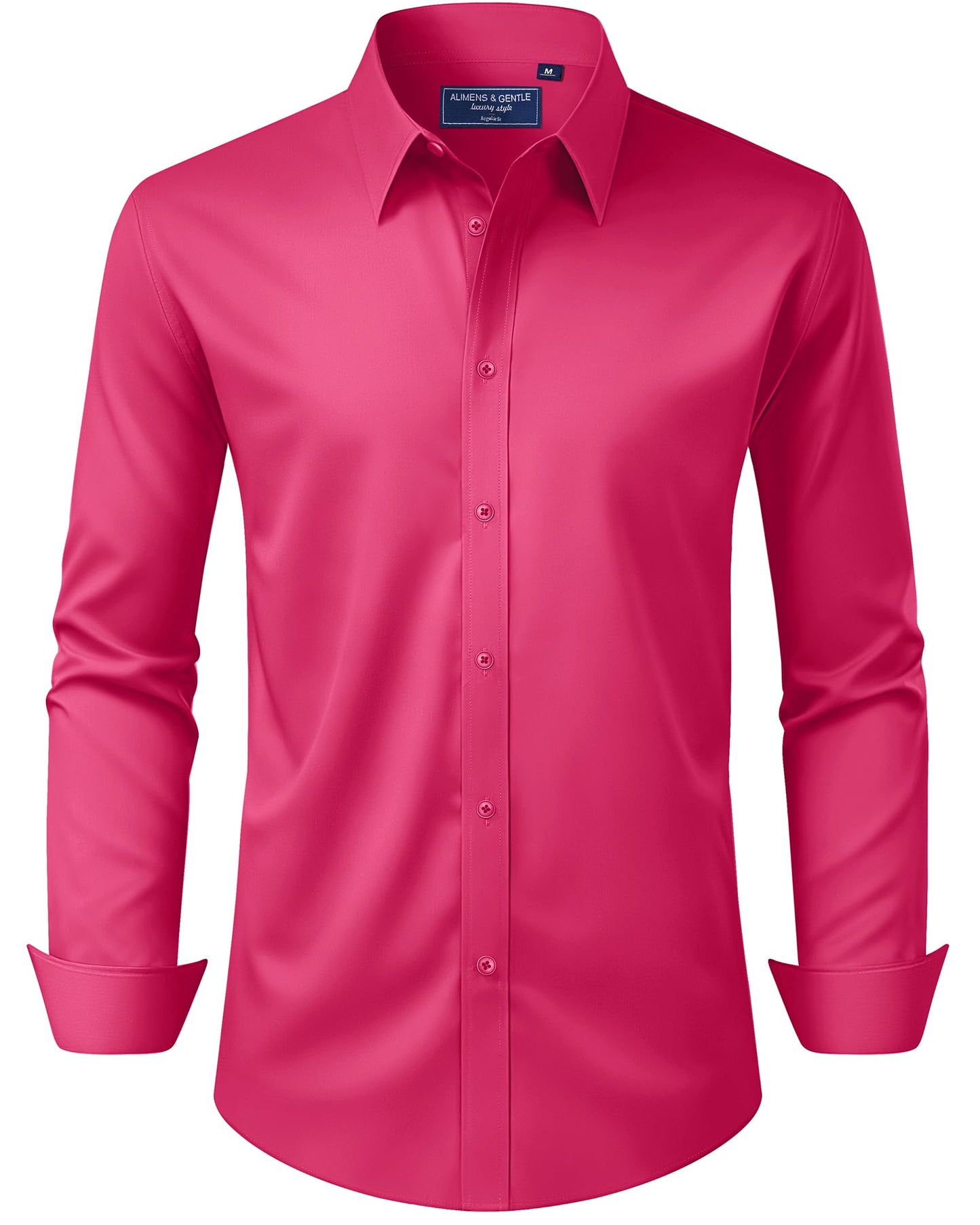 HOTAlimens & Gentle Men's Dress Shirt Regular Fit Stretch Stain Shield Long Sleeve Solid Business Wedding Button Down Shirts