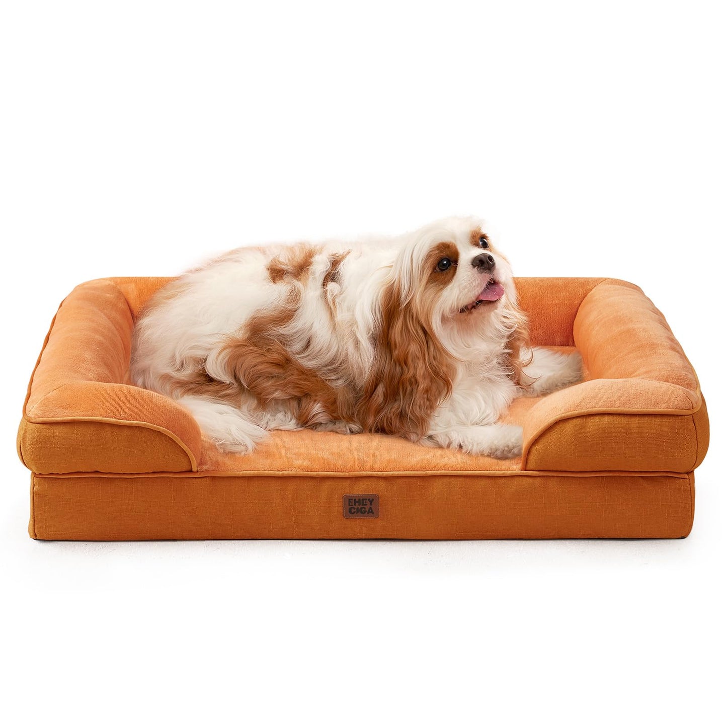 HOTEHEYCIGA Orthopedic Dog Beds for Extra Large Dogs 44x32Inch, Polyurethane Foam XL Pet Bed with Sides, Non-Slip and Egg-Crate Foam Big Dog Couch Bed with Washable Removable Cover, Grey