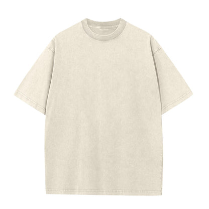 HOTMen's Cotton T-Shirts Oversized Unisex Short Sleeves Casual Loose Wash Solid Basic Tee Tops