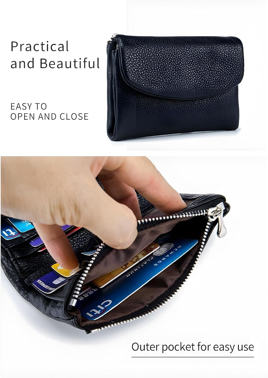 HOTUnisex Pebble Leather Wallet, Short Genuine Leather Purse for Coins and Cards, Soft Genuine Leather Coin Purse (Red * 1Pcs)