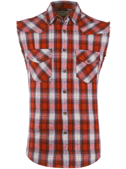 HOTMen's Casual Flannel Plaid Shirt Sleeveless Plus Size Vest