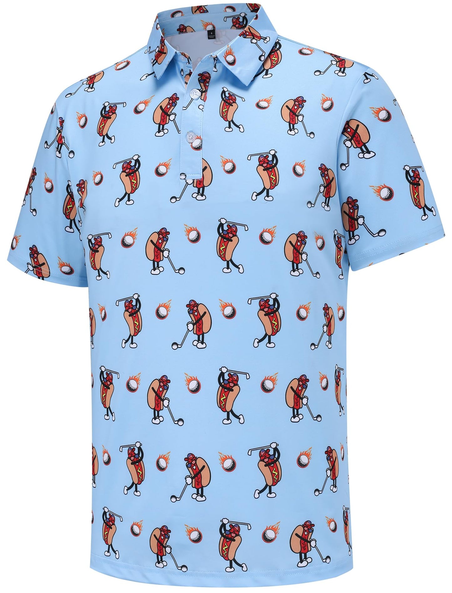 HOTMens Golf Polo Shirts Short Sleeve Performance Moisture Wicking Dry Fit Casual Print Funny Golf Polo Shirts for Men