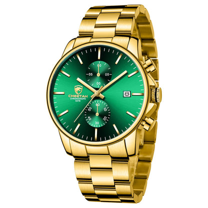 HOTGOLDEN HOUR Fashion Business Mens Watches with Stainless Steel Waterproof Chronograph Quartz Watch for Men, Auto Date