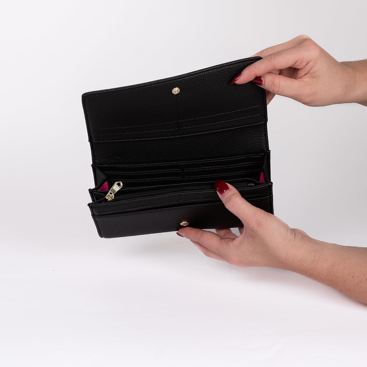 HOTKinsey Rhea Grace RFID Blocking Wallet, Multiple Card Slots, Zip Pocket (black)