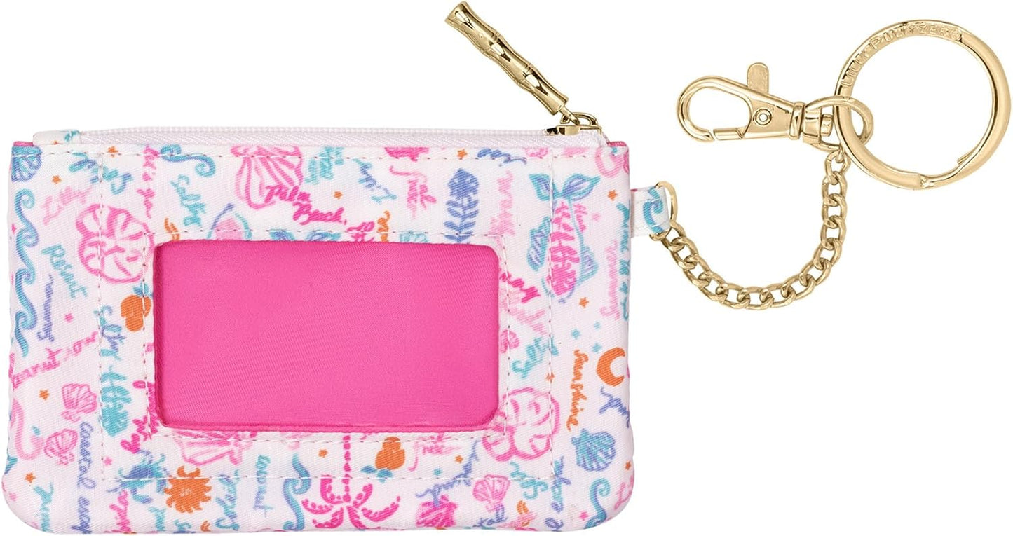 HOTLilly Pulitzer Zip Card Case ID Wallet, Summer Serenade | Cute, Colorful, Keychain Coin Purse Wallet with Zipper Close, Key Ring, Chain, and ID Window