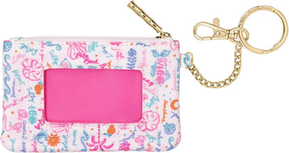 HOTLilly Pulitzer Zip Card Case ID Wallet, Summer Serenade | Cute, Colorful, Keychain Coin Purse Wallet with Zipper Close, Key Ring, Chain, and ID Window