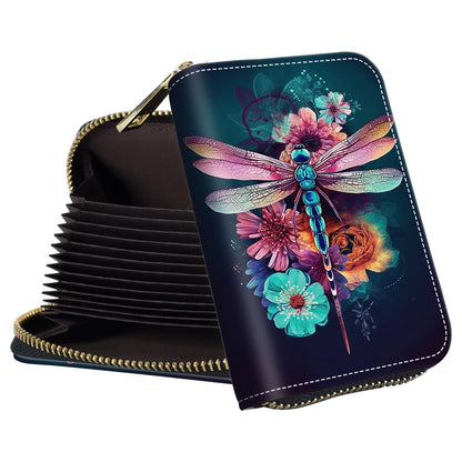 HOTSmall Wallet for Women Credit Card Holder,RFID Leather Business Card Case Wallet with Zipper Design for Women Men Gifts-Butterflies and Elephants