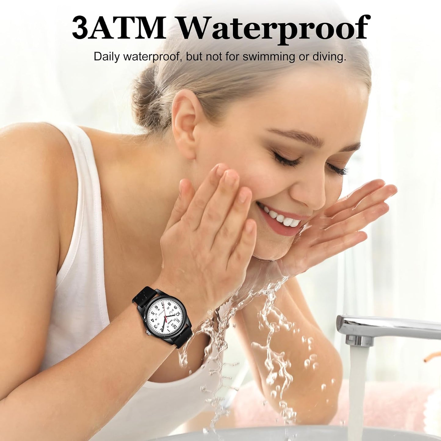 HOTWatches for Mens Womens Unisex Easy to Read Analog Quartz Wristwatch Silicone Strap Military 24 Hour Time Casual Comfortable 30M Waterproof