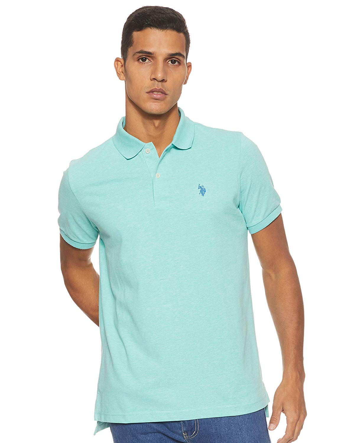 HOTU.S. Polo Assn. Men's Classic Polo Shirt, Two-Button Closure Pique Polo Shirt, Summer Fashion Golf Shirt | Two-Button Closure Pique Polo Shirt, Summer Fashion Golf Shirt