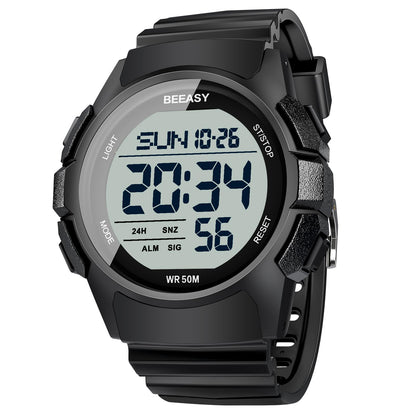 HOTBeeasy Mens Digital Sports Watch, 50M Waterproof 49mm Rubber Strap Mens Watches with Stopwatch, Countdown Timer, Alarm & Dual Time—Ideal for Sport, Gym, Running, Referee, School & Daily Wear