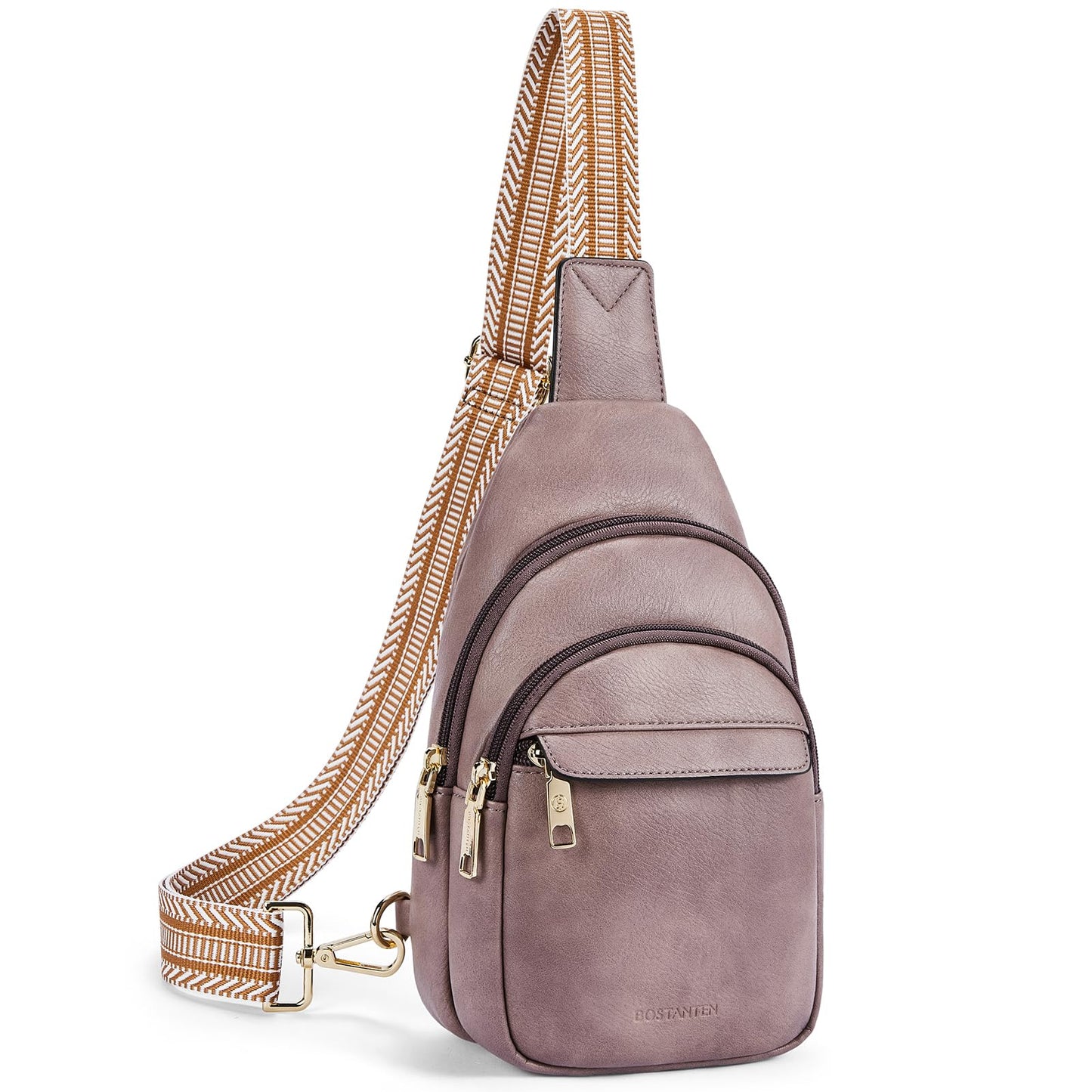 HOTBOSTANTEN Sling Bag for Women Leather Crossbody Bags Fanny Pack Chest Bag for Travel