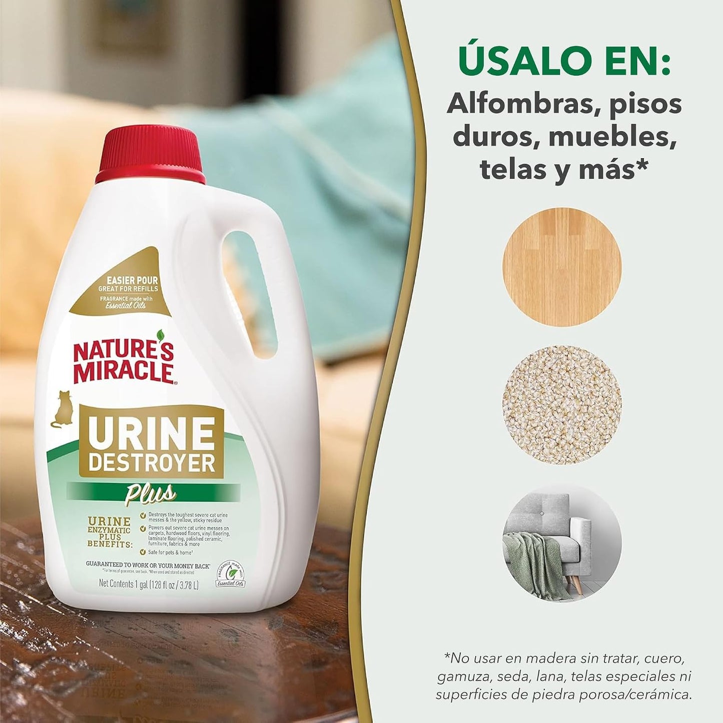 HOTNature’s Miracle Urine Destroyer Plus for Cats, Enzymatic Formula Tough on Strong Cat Urine And The Yellow Sticky Residue, 1 Gal