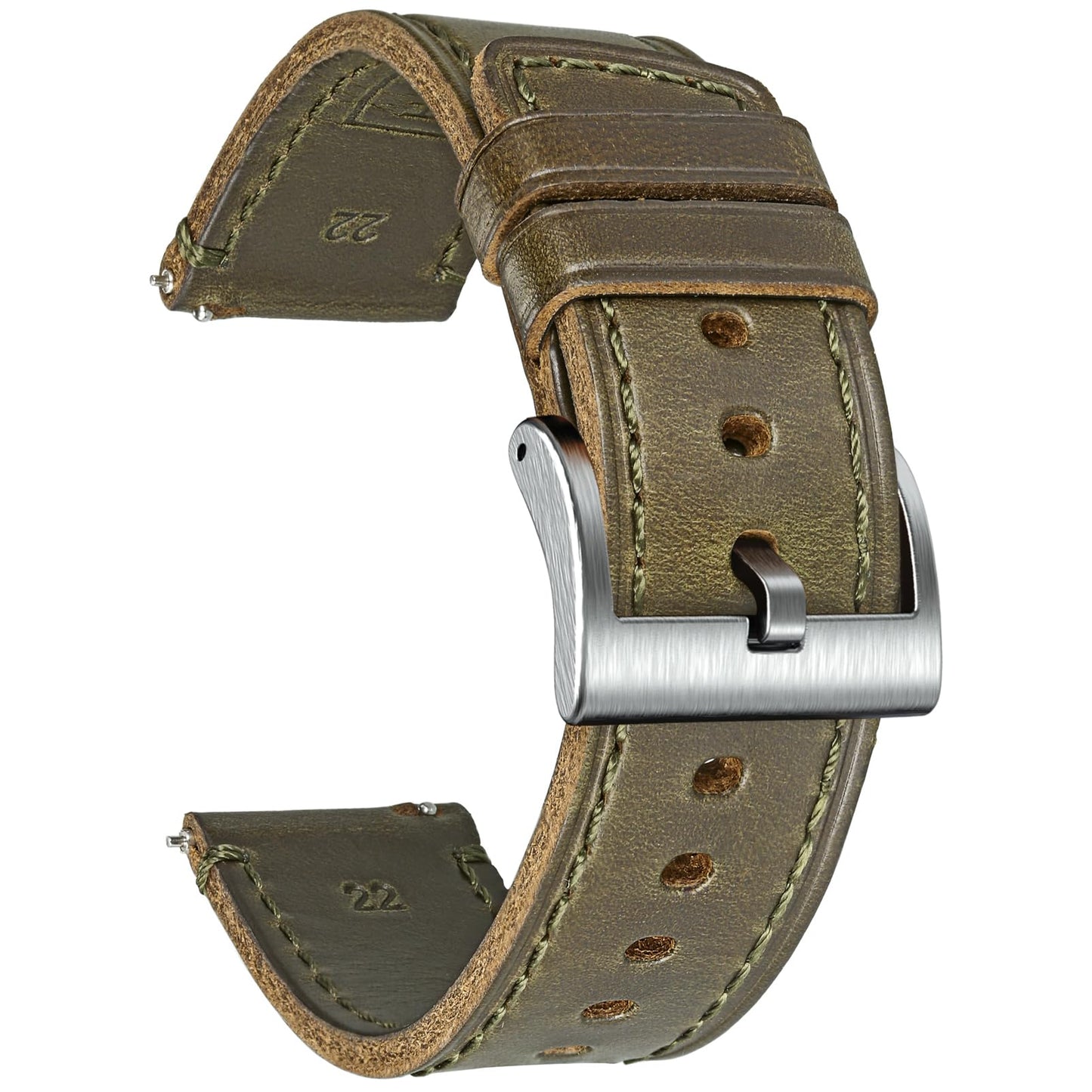 HOThemsut h Leather Watch Bands for Men, Horween Quick Release Leather Watch Strap Vintage Watch Replacement Wrap of 18mm, 20mm, 22mm