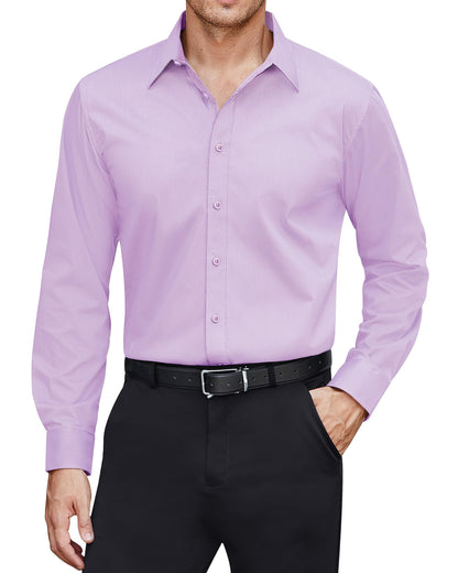 HOTJ.VER Men's Dress Shirts Stretch Stain Shield Long Sleeve Solid Formal Shirt Business Casual Button Down Shirts