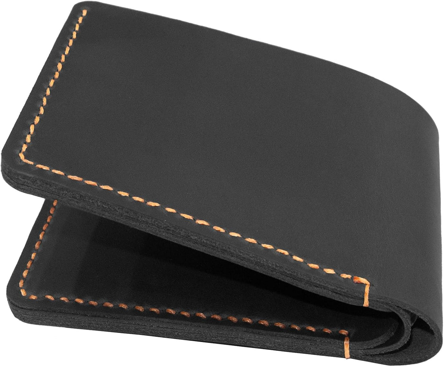 HOTPersonalized Bifold Wallet, Handmade Wallet for Men,Slim Leather Wallet, Man Wallet Gift for Anniversary, Graduation, Dad, Boyfriend, Engraved Custom Wallet（Black ）