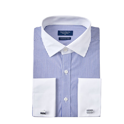HOTYear In Year Out French Cuff Wrinkle Free Dress Shirt for Men Regular Fit Long Sleeve Wrinkle Resistant Shirt