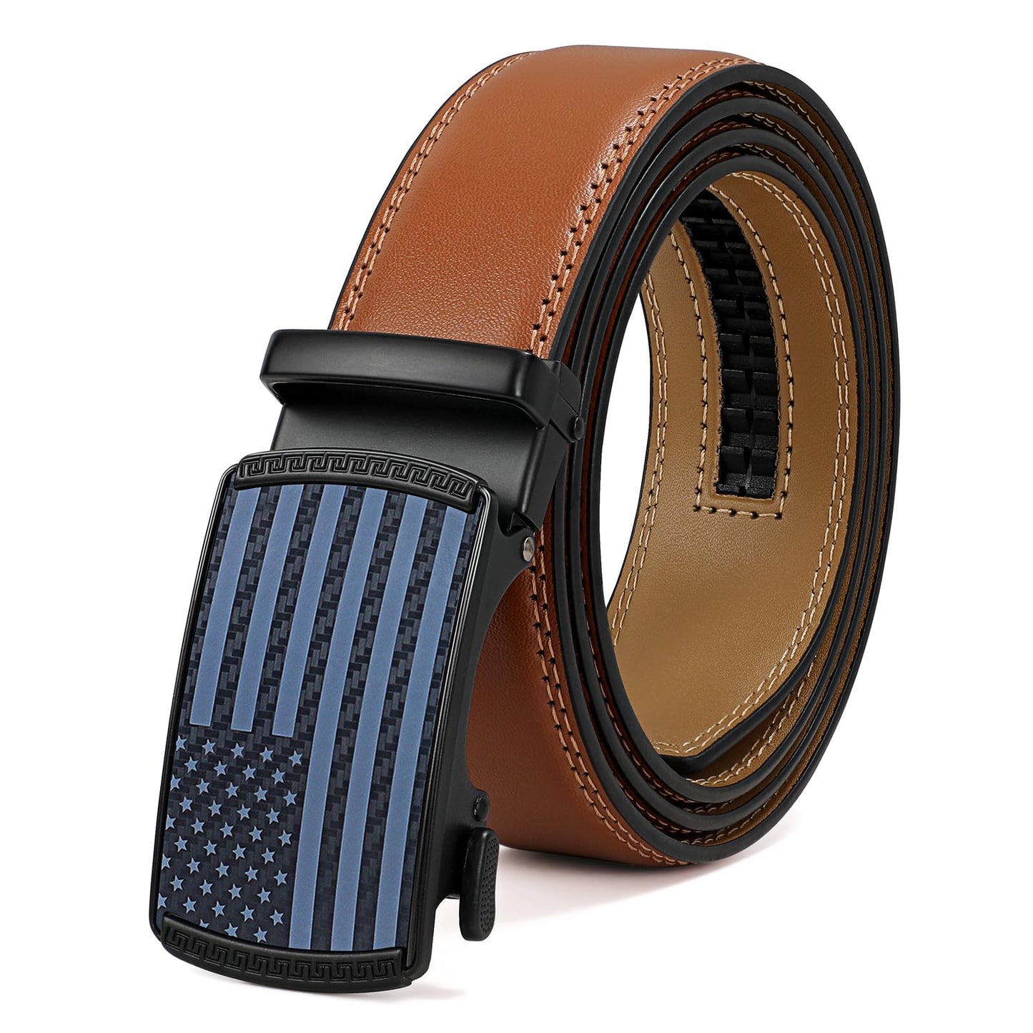 HOTSANSTHS Men's Belts Leather Ratchet Dress Belts for Men with Adjustable Slide Buckle in Gift Box