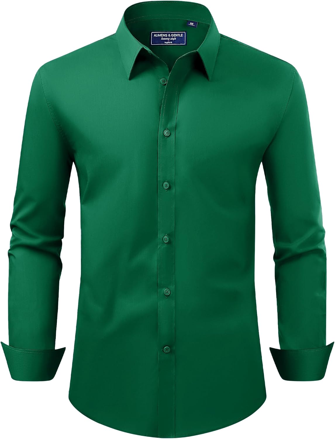 HOTAlimens & Gentle Men's Dress Shirt Regular Fit Stretch Stain Shield Long Sleeve Solid Business Wedding Button Down Shirts