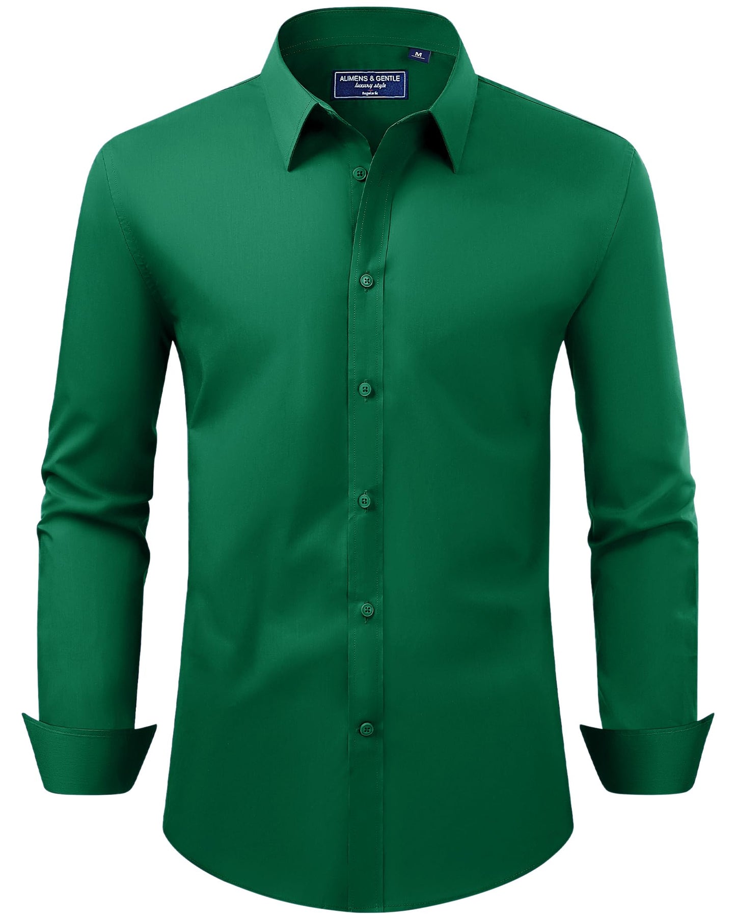 HOTAlimens & Gentle Men's Dress Shirt Regular Fit Stretch Stain Shield Long Sleeve Solid Business Wedding Button Down Shirts