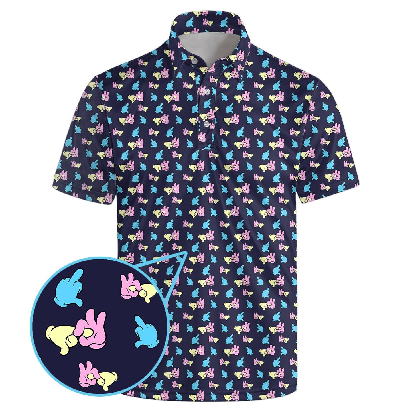 HOTGolf Polo Shirts for Men Funny Print Quick Dry Short Sleeve Performance Golf Shirts Moisture Wicking Polo Shirts